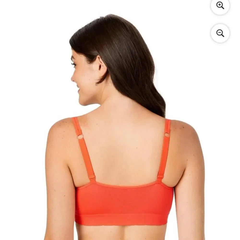 Kindly Yours Women's Seamless‎ Pullover V-Neck Bralette, Size S - Cherry Red NEW